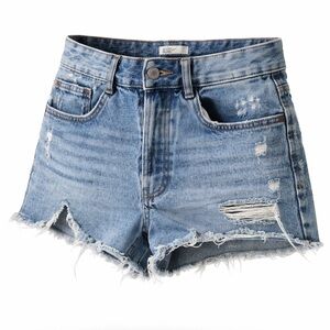 Zara TRF Authentic Denim Distressed Button Fly Cutoff Shorts Size 4